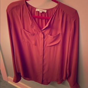 LOFT pink polyester blouse